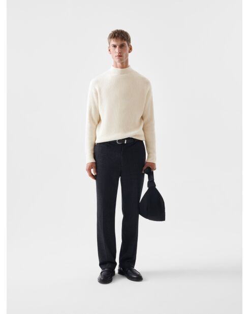 Pull côtelé col cheminée L'atelier beige 2
