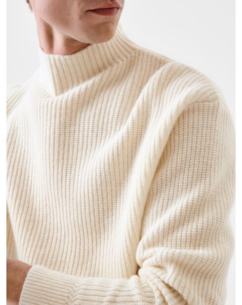 Pull côtelé col cheminée L'atelier beige 2