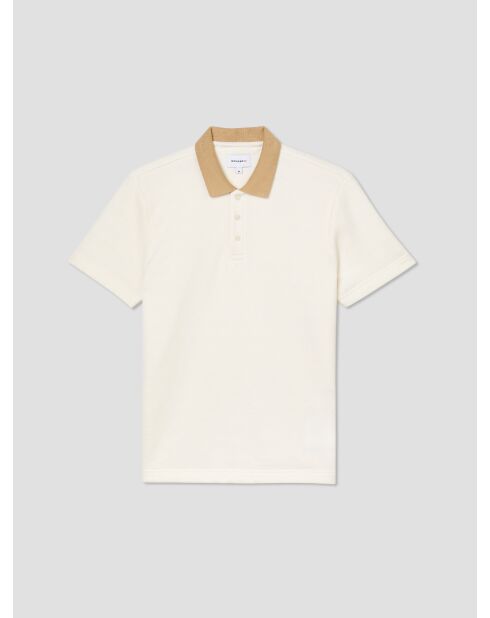 Polo boutonné en jacquard ivoire
