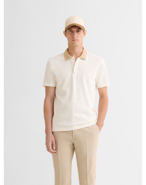 Polo boutonné en jacquard ivoire
