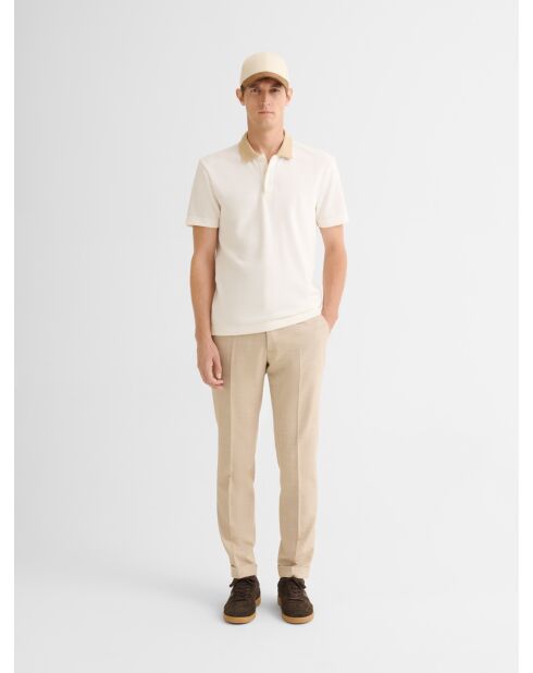 Polo boutonné en jacquard ivoire