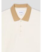 Polo abotonado en jacquard marfil