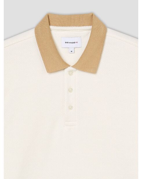 Polo boutonné en jacquard ivoire