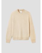 Sandbeiger Pullover mit Rundhalsausschnitt aus Wollmischung
