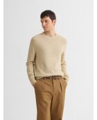 Sandbeiger Pullover mit Rundhalsausschnitt aus Wollmischung
