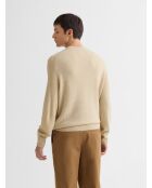 Sandbeiger Pullover mit Rundhalsausschnitt aus Wollmischung