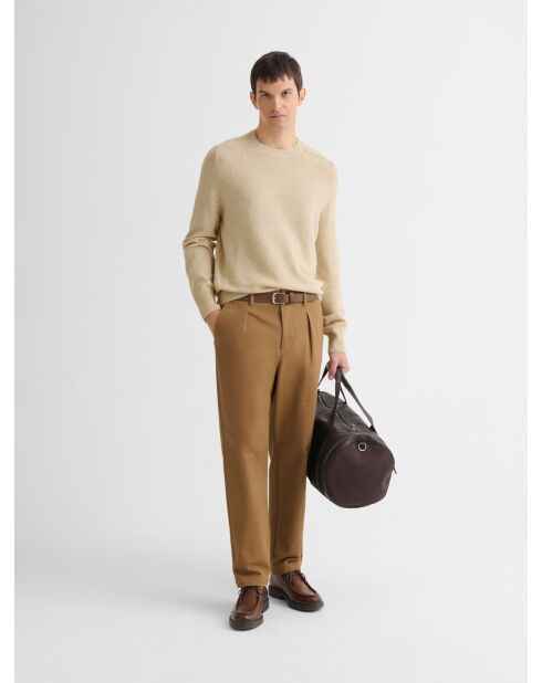 Maglione girocollo in misto lana beige sabbia