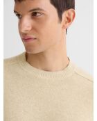 Sandbeiger Pullover mit Rundhalsausschnitt aus Wollmischung