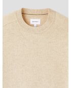 Sandbeiger Pullover mit Rundhalsausschnitt aus Wollmischung