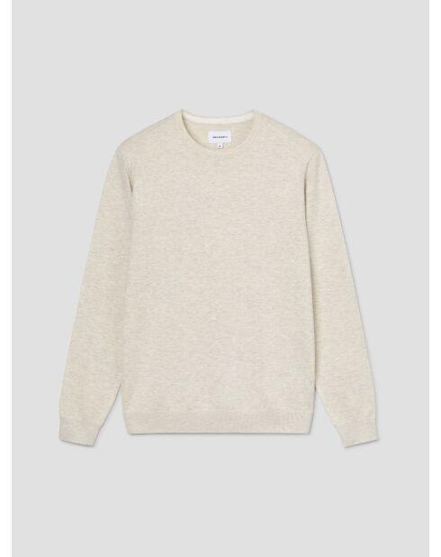 Pull col rond en jersey gris chiné clair