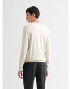 Pull col rond en jersey gris chiné clair