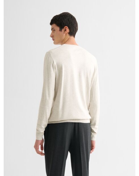 Pull col rond en jersey gris chiné clair