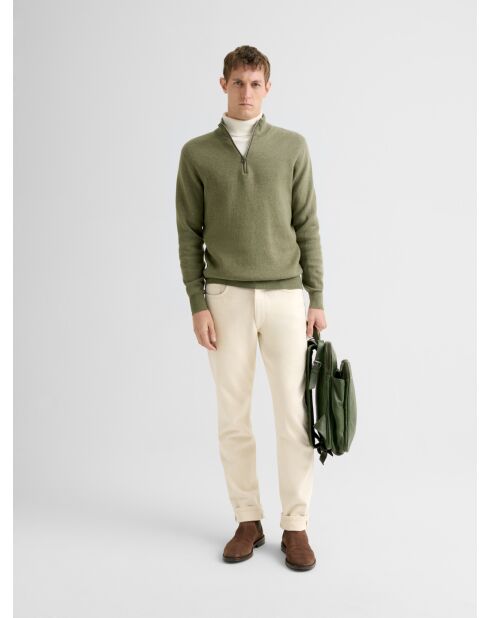 Jersey verde de algodón cachemir con cremallera 2