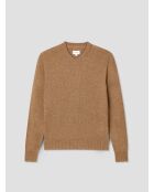 Pull col V effet damier camel 2