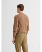 Pull col V effet damier camel 2