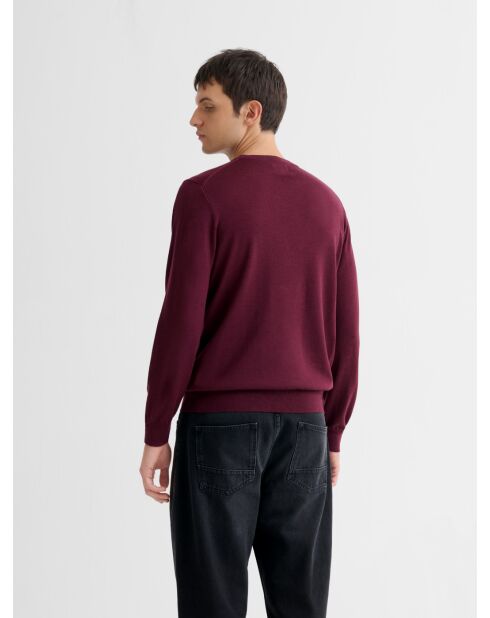 Pull col V en laine Mérinos figue