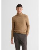 Maglione dolcevita in jersey screziato color caramello