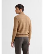 Maglione dolcevita in jersey screziato color caramello