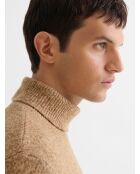 Maglione dolcevita in jersey screziato color caramello