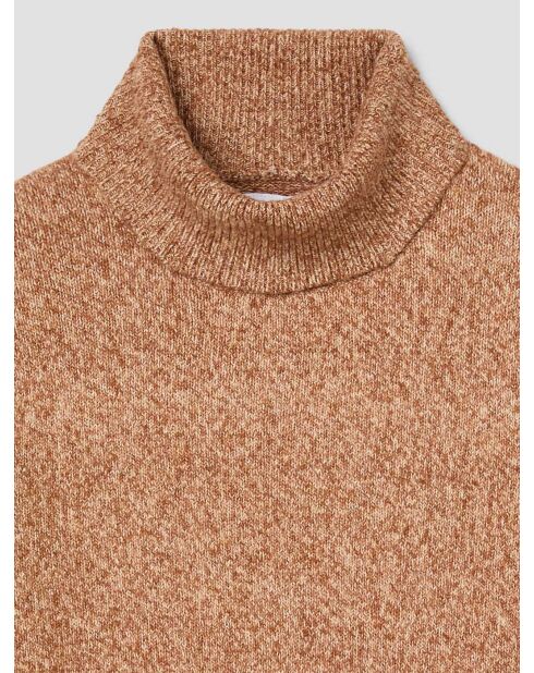 Maglione dolcevita in jersey screziato color caramello