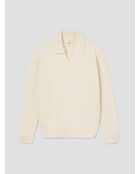 L'Atelier beigefarbener Pullover mit 2 offenen Polokragen
