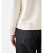 L'Atelier beigefarbener Pullover mit 2 offenen Polokragen