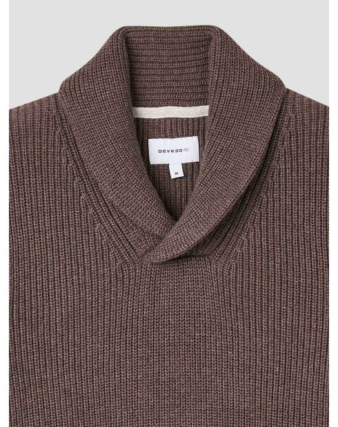 Taupefarbener Pullover aus Baumwolle mit Schalkragen 2