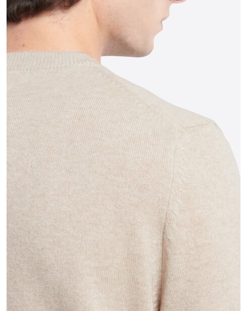 Elfenbeinfarbener Kaschmirpullover mit Rundhalsausschnitt
