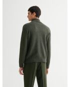 Piniengrün melierter Rollkragenpullover aus Jersey
