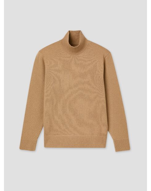 Karamellfarbener Pullover mit Stehkragen aus Wolle und Cashmere 2