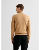 Karamellfarbener Pullover mit Stehkragen aus Wolle und Cashmere 2