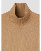 Karamellfarbener Pullover mit Stehkragen aus Wolle und Cashmere 2