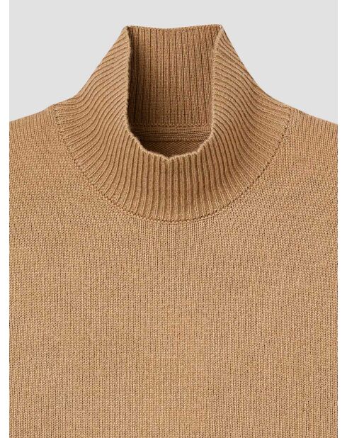 Karamellfarbener Pullover mit Stehkragen aus Wolle und Cashmere 2