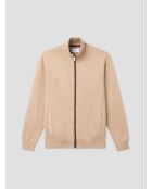 Cardigan zippé en coton biologique beige sable