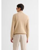 Cardigan zippé en coton biologique beige sable