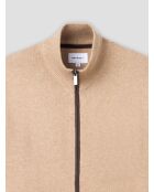 Cardigan zippé en coton biologique beige sable
