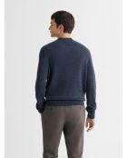 Maglia con scollo a V in misto lana indaco lavata