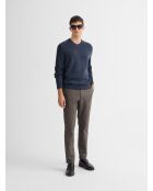 Maglia con scollo a V in misto lana indaco lavata