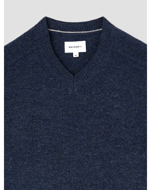 Maglia con scollo a V in misto lana indaco lavata