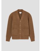 Cardigan boutonné en jersey caramel 3