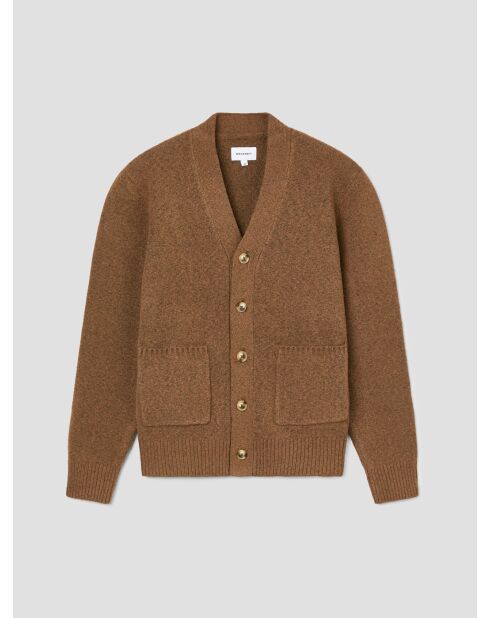 Cardigan boutonné en jersey caramel 3