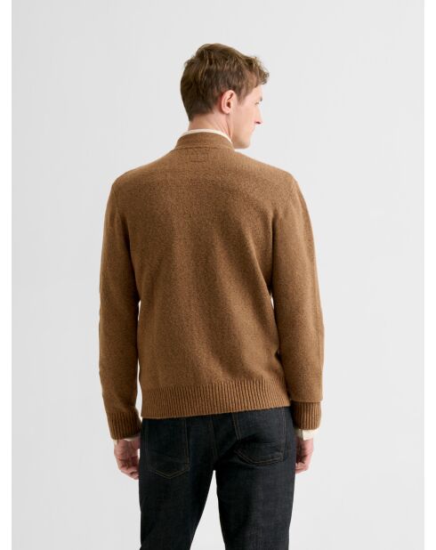 Cardigan boutonné en jersey caramel 3