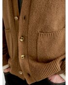 Cardigan boutonné en jersey caramel 3