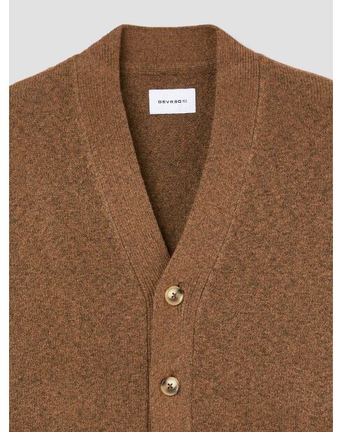 Cardigan boutonné en jersey caramel 3