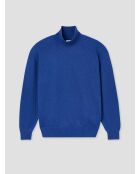 Zigeunerblauer Pullover mit Trichterausschnitt aus Wollmischung