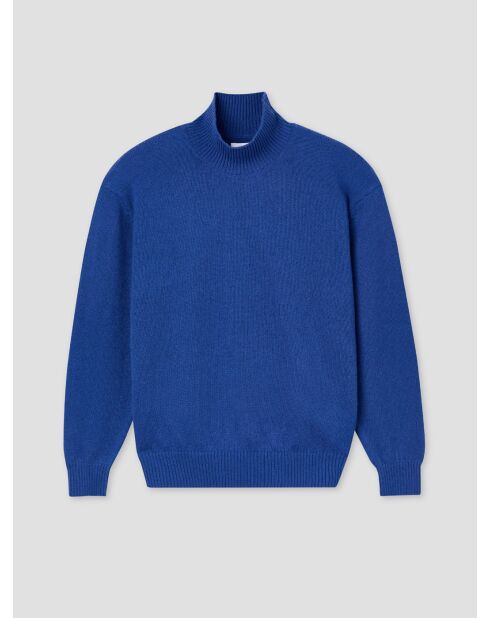 Zigeunerblauwe trui met trechterhals van wolmix