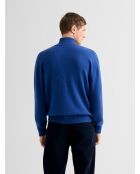 Zigeunerblauer Pullover mit Trichterausschnitt aus Wollmischung