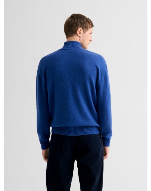 Zigeunerblauwe trui met trechterhals van wolmix