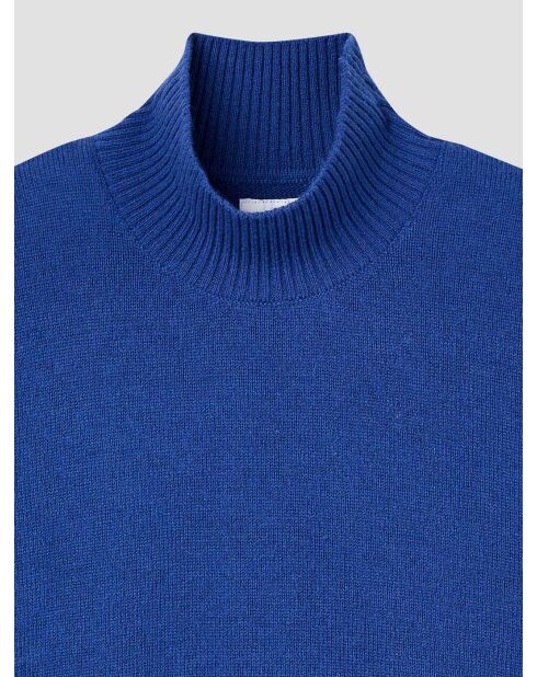 Zigeunerblauwe trui met trechterhals van wolmix