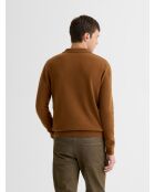 Karamellfarbener Pullover mit offenem Ausschnitt aus Wolle und Cashmere